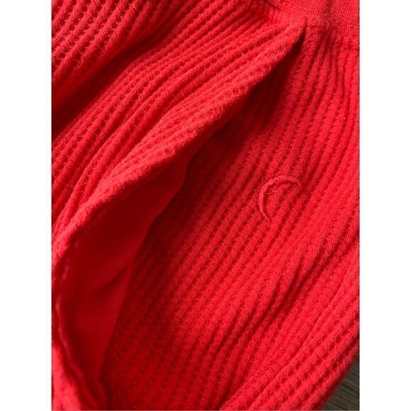 Zyia Don't Wake Me Thermal Joggers Red Waffle Knit Lounge Sleep Pants - Picture 4 of 9